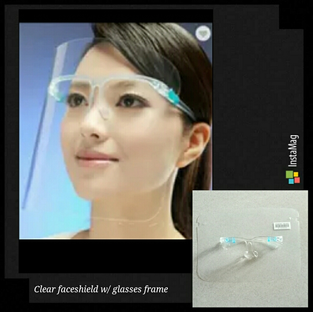 2 set Clear faceshield with glasses frame snap on